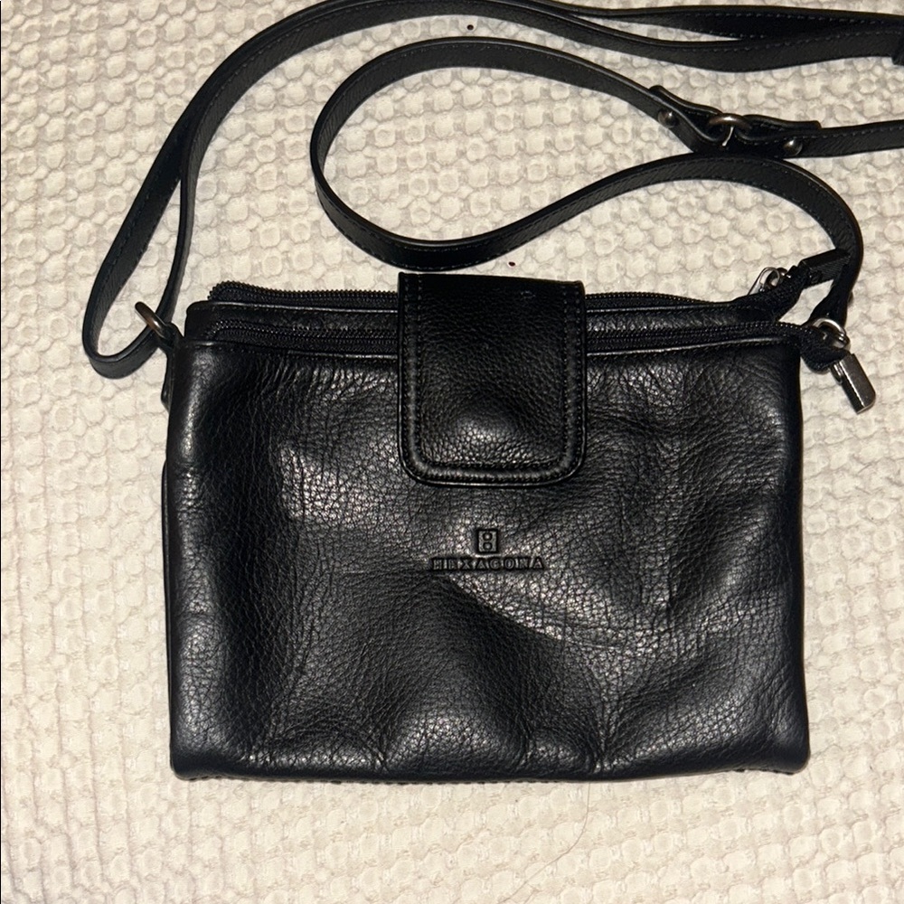 B. Makowsky Black Leather Crossbody Bag